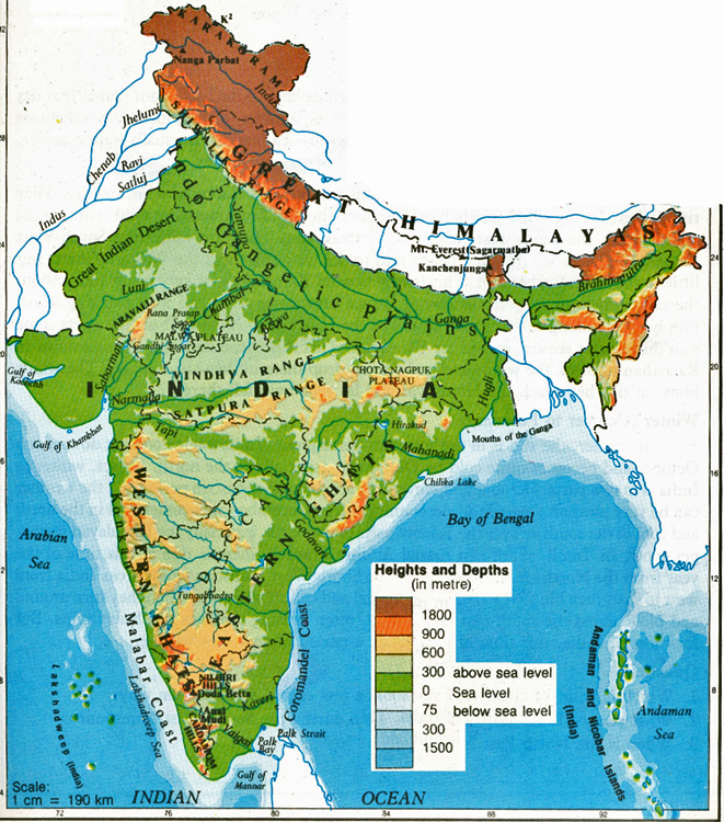 Physical Features Map Of India Time Zones Map